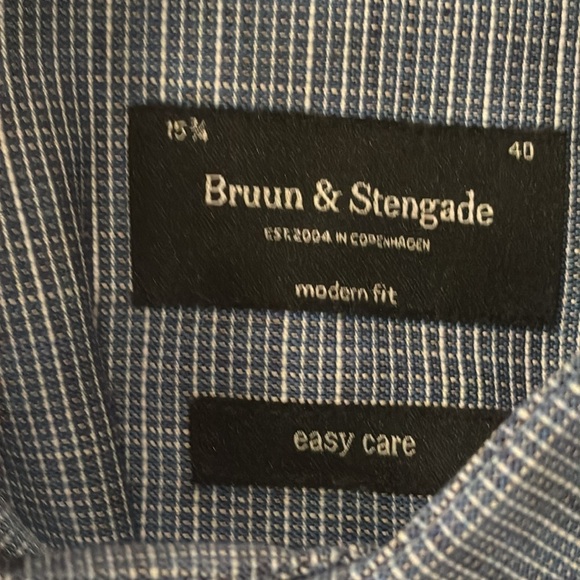 Bruun & Stengade Men’s Button Up Long Sleeve Size 15 3/4 Neck 40 Sleeve - Picture 3 of 3